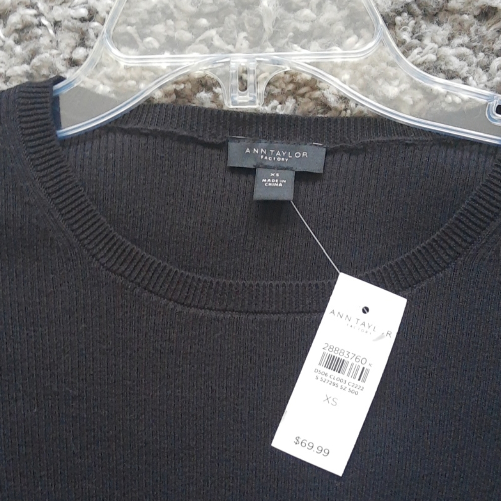 Ann Taylor Black Long Sleeve Ruffle Sweater XS - Picture 5 of 6